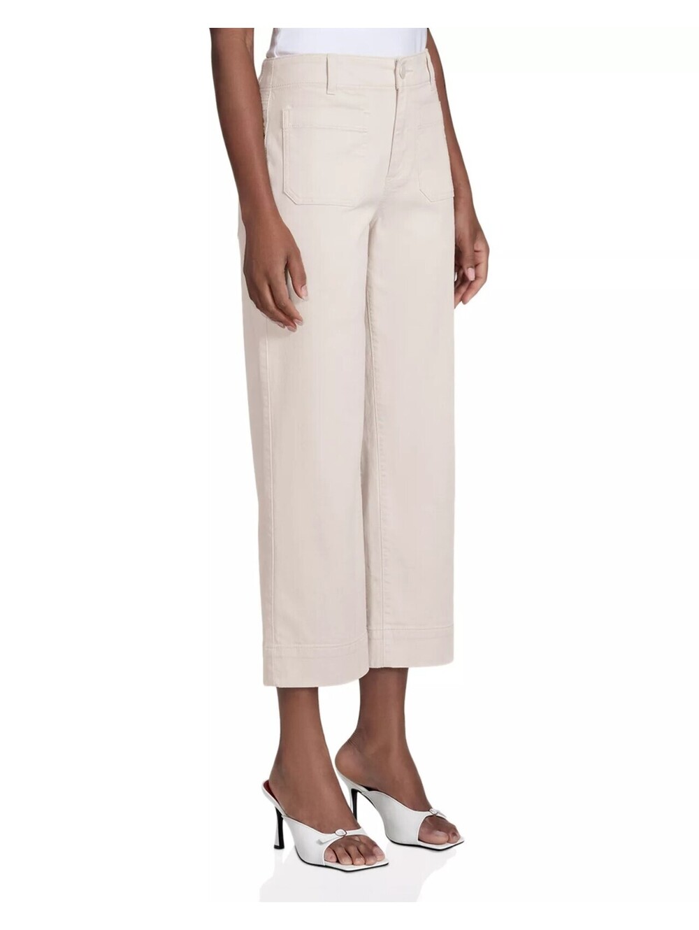 99$ Bagatelle Patch Pockets Crop Pants High Rise Women's Size 12 Light Beige - Picture 2 of 3